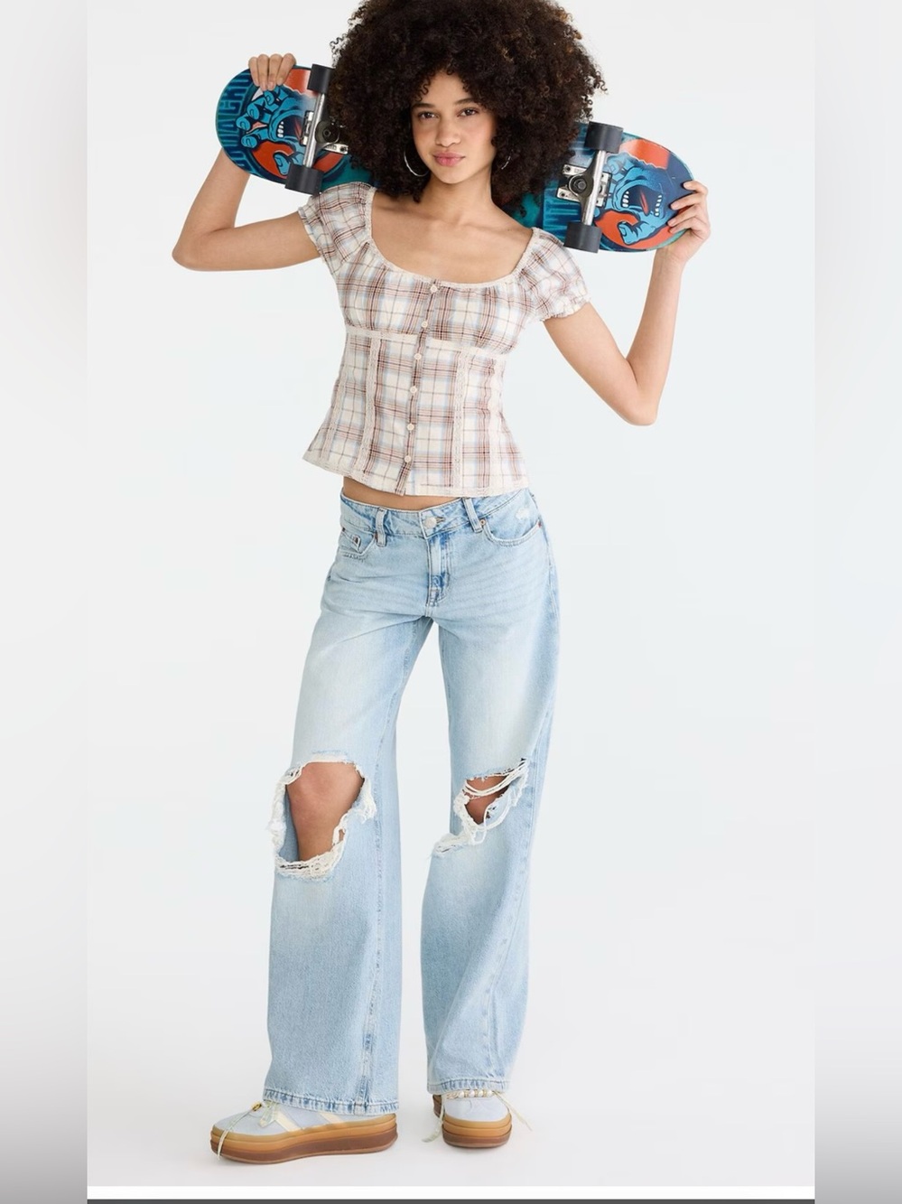 Baggy ripped Distressed Wide-Leg Jeans   11 32x32